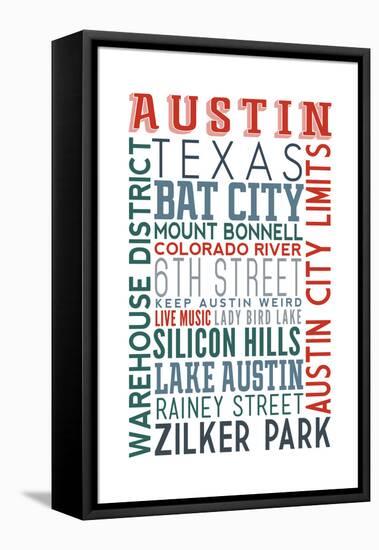 Austin, Texas - Typography-Lantern Press-Framed Stretched Canvas