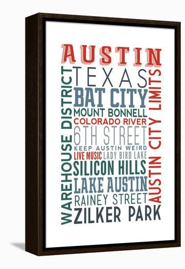 Austin, Texas - Typography-Lantern Press-Framed Stretched Canvas