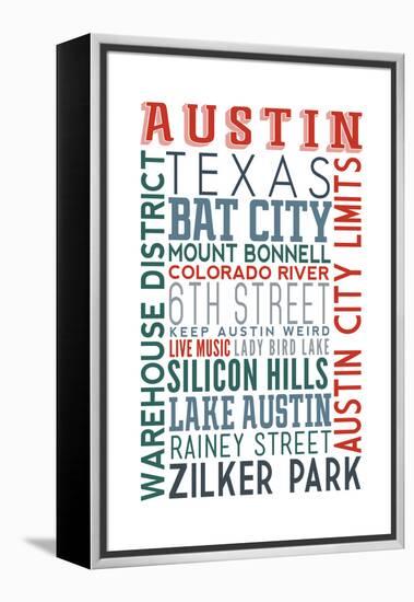 Austin, Texas - Typography-Lantern Press-Framed Stretched Canvas