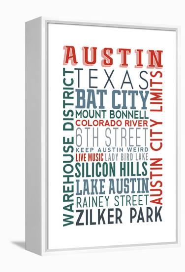 Austin, Texas - Typography-Lantern Press-Framed Stretched Canvas