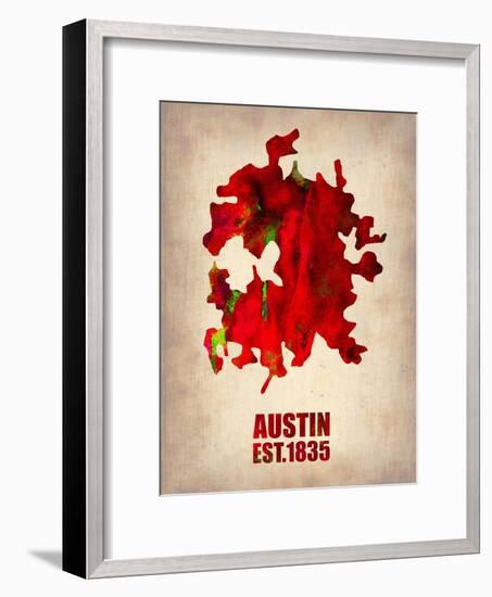 Austin Watercolor Map-NaxArt-Framed Art Print