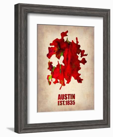 Austin Watercolor Map-NaxArt-Framed Art Print