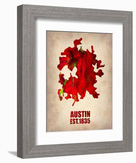 Austin Watercolor Map-NaxArt-Framed Art Print