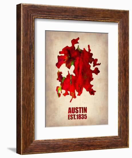 Austin Watercolor Map-NaxArt-Framed Art Print