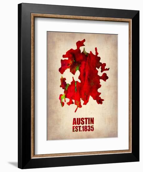 Austin Watercolor Map-NaxArt-Framed Art Print