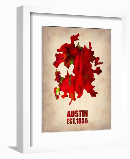 Austin Watercolor Map-NaxArt-Framed Art Print