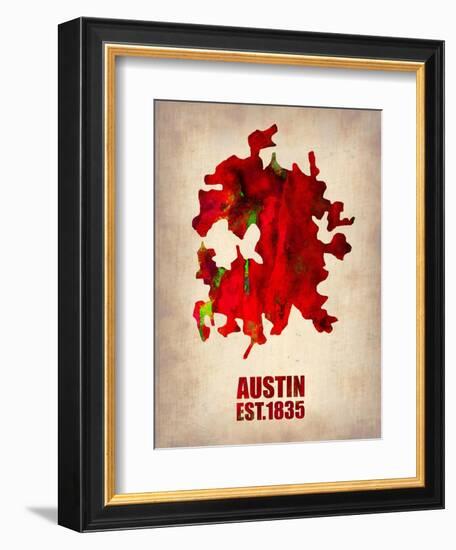 Austin Watercolor Map-NaxArt-Framed Art Print