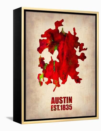 Austin Watercolor Map-NaxArt-Framed Stretched Canvas