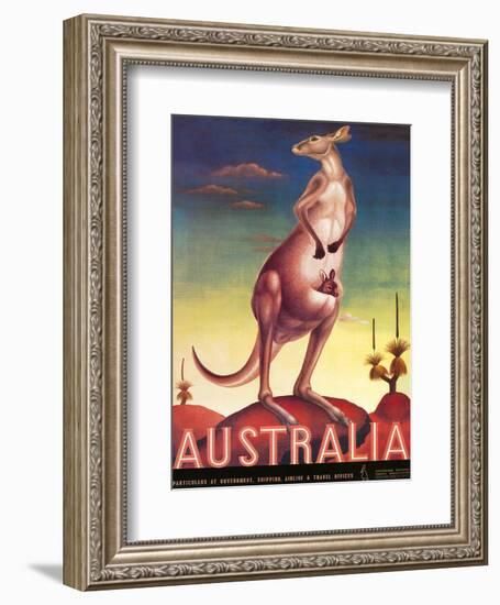 Australia, Airline & Travel Kangaroo c.1957-Eileen Mayo-Framed Art Print