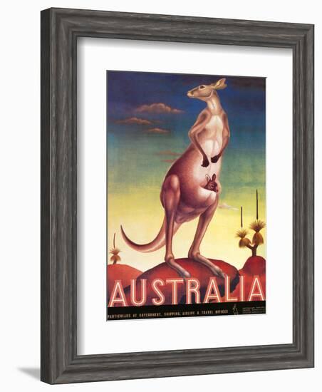 Australia, Airline & Travel Kangaroo c.1957-Eileen Mayo-Framed Art Print