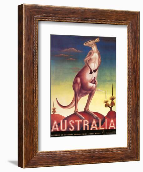 Australia, Airline & Travel Kangaroo c.1957-Eileen Mayo-Framed Art Print