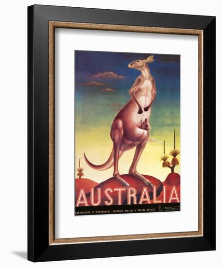 Australia, Airline & Travel Kangaroo c.1957-Eileen Mayo-Framed Art Print