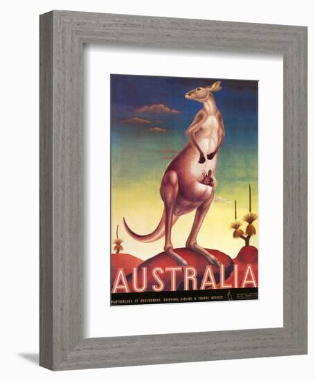 Australia, Airline & Travel Kangaroo c.1957-Eileen Mayo-Framed Art Print