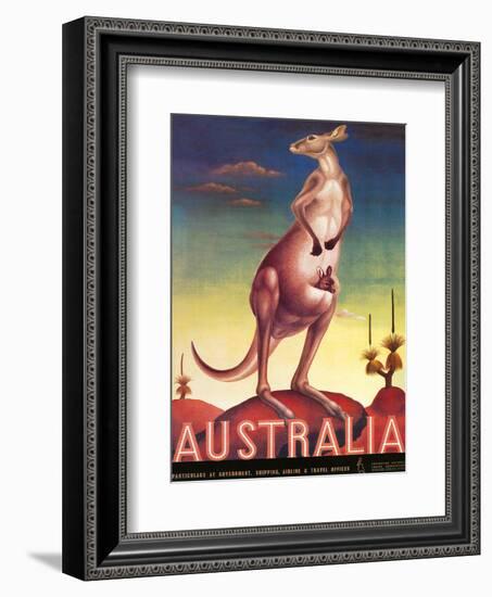 Australia, Airline & Travel Kangaroo c.1957-Eileen Mayo-Framed Art Print