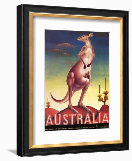 Australia, Airline & Travel Kangaroo c.1957-Eileen Mayo-Framed Art Print