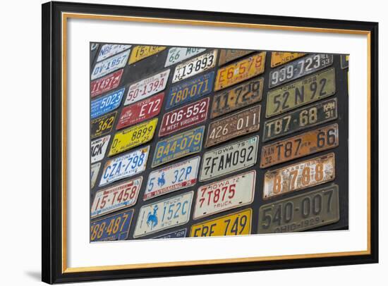 Australia, Alice Springs. Display of Assorted License Plates-Cindy Miller Hopkins-Framed Photographic Print