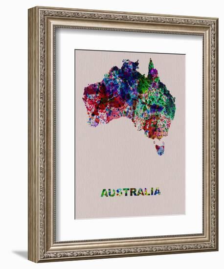 Australia Color Splatter Map-NaxArt-Framed Art Print