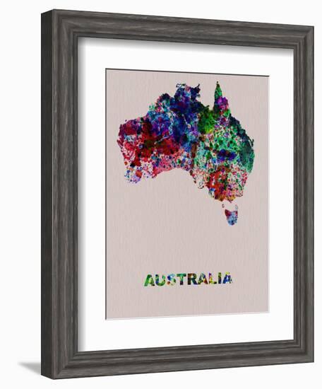 Australia Color Splatter Map-NaxArt-Framed Art Print