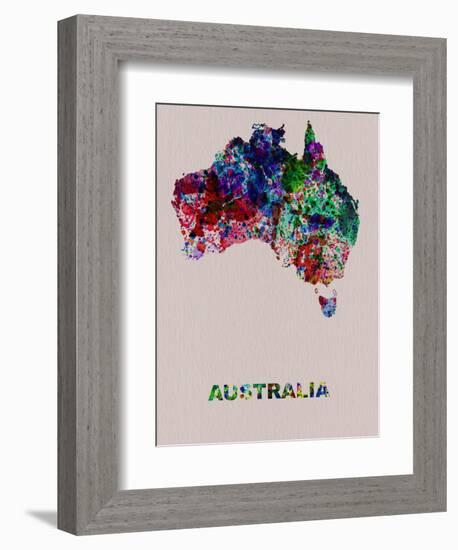 Australia Color Splatter Map-NaxArt-Framed Art Print