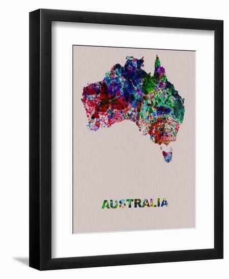 Australia Color Splatter Map-NaxArt-Framed Art Print