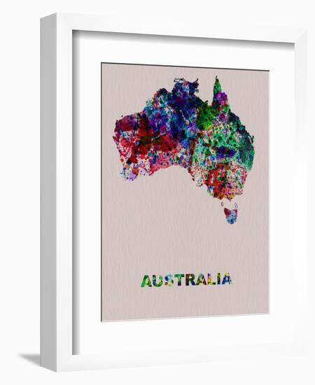 Australia Color Splatter Map-NaxArt-Framed Art Print