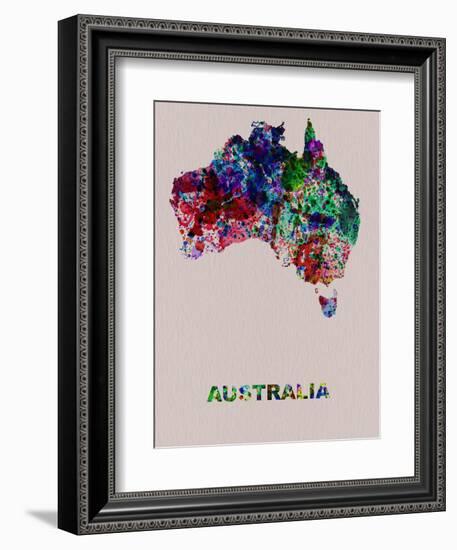 Australia Color Splatter Map-NaxArt-Framed Art Print