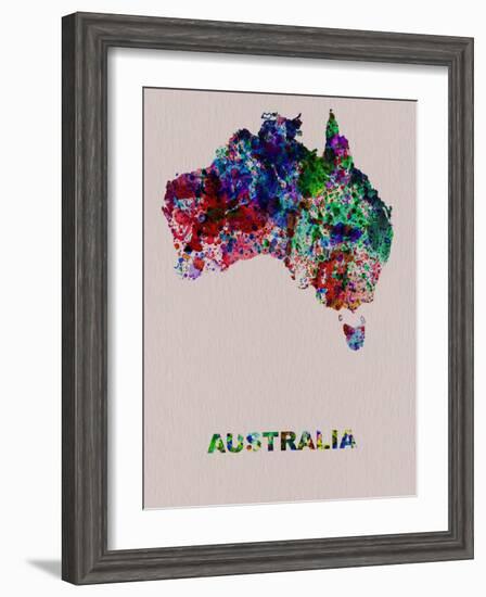 Australia Color Splatter Map-NaxArt-Framed Art Print