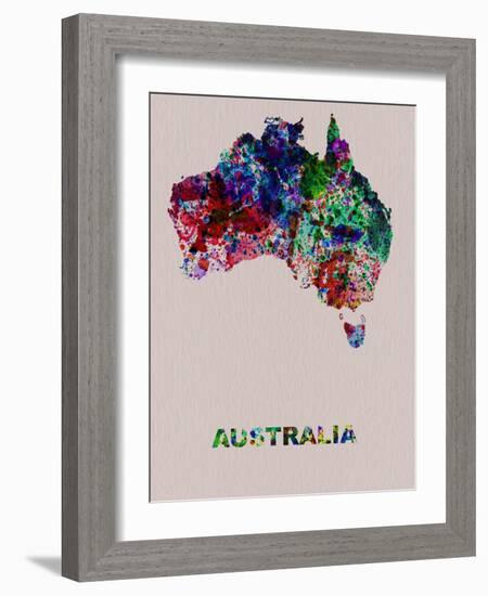 Australia Color Splatter Map-NaxArt-Framed Art Print