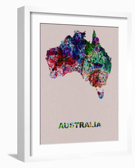 Australia Color Splatter Map-NaxArt-Framed Art Print