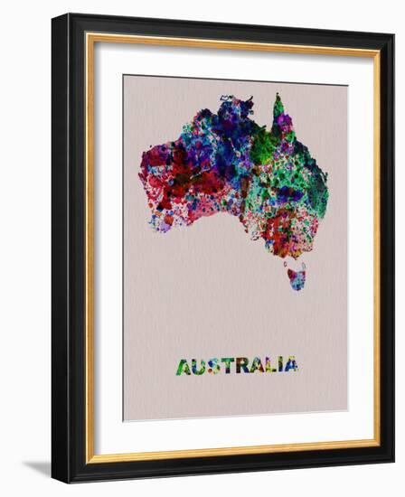 Australia Color Splatter Map-NaxArt-Framed Art Print