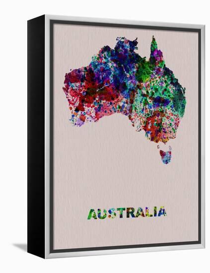 Australia Color Splatter Map-NaxArt-Framed Stretched Canvas