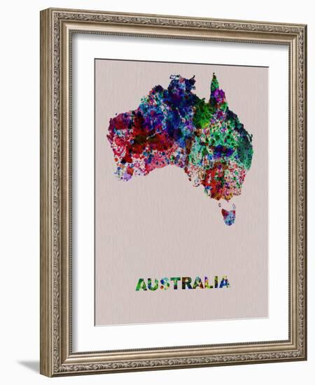 Australia Color Splatter Map-NaxArt-Framed Art Print