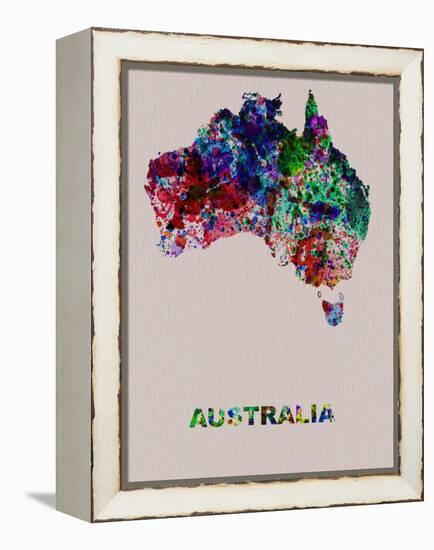 Australia Color Splatter Map-NaxArt-Framed Stretched Canvas