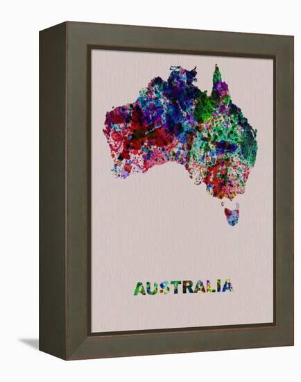 Australia Color Splatter Map-NaxArt-Framed Stretched Canvas