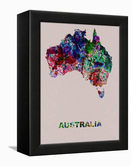 Australia Color Splatter Map-NaxArt-Framed Stretched Canvas