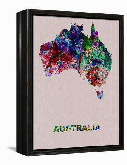 Australia Color Splatter Map-NaxArt-Framed Stretched Canvas