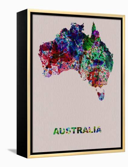 Australia Color Splatter Map-NaxArt-Framed Stretched Canvas