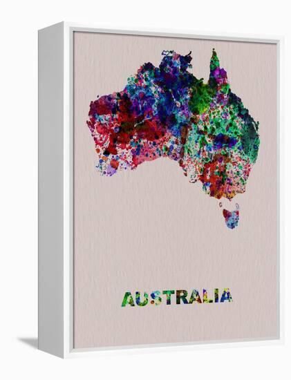 Australia Color Splatter Map-NaxArt-Framed Stretched Canvas