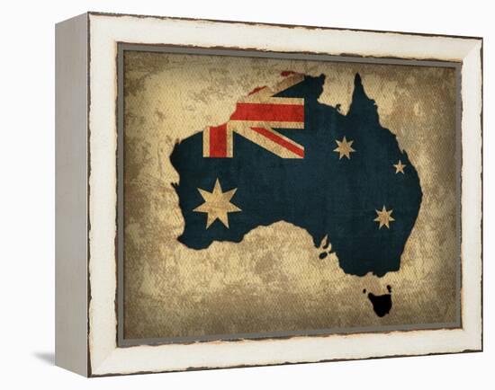 Australia Country Flag Map-Red Atlas Designs-Framed Premier Image Canvas