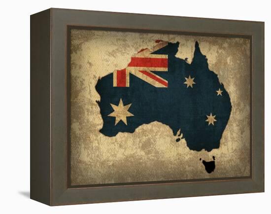 Australia Country Flag Map-Red Atlas Designs-Framed Premier Image Canvas