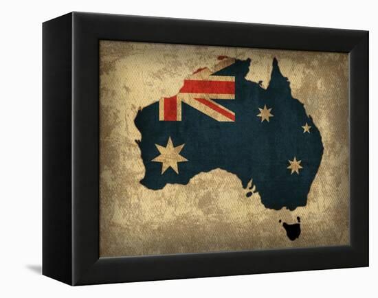 Australia Country Flag Map-Red Atlas Designs-Framed Premier Image Canvas