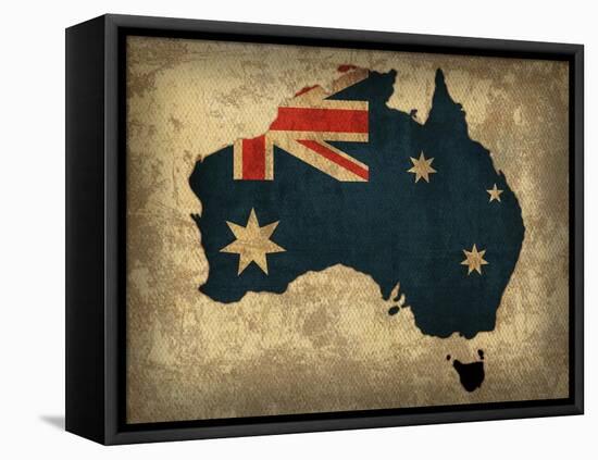 Australia Country Flag Map-Red Atlas Designs-Framed Premier Image Canvas