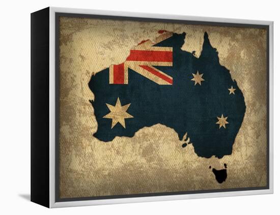 Australia Country Flag Map-Red Atlas Designs-Framed Premier Image Canvas