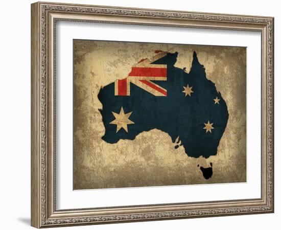 Australia Country Flag Map-Red Atlas Designs-Framed Giclee Print