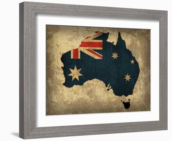 Australia Country Flag Map-Red Atlas Designs-Framed Giclee Print