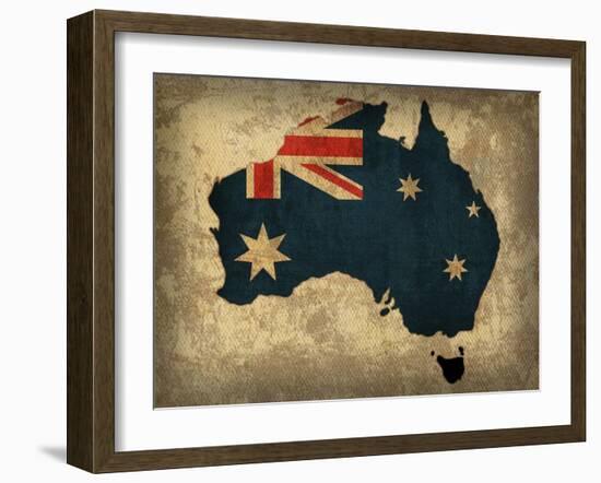 Australia Country Flag Map-Red Atlas Designs-Framed Giclee Print