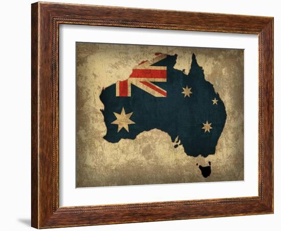 Australia Country Flag Map-Red Atlas Designs-Framed Giclee Print