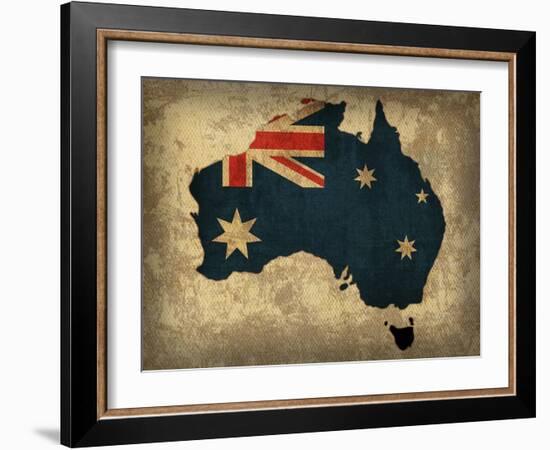 Australia Country Flag Map-Red Atlas Designs-Framed Giclee Print