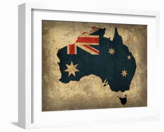 Australia Country Flag Map-Red Atlas Designs-Framed Giclee Print