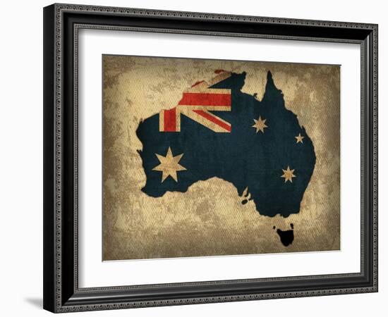 Australia Country Flag Map-Red Atlas Designs-Framed Giclee Print